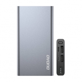 Baterie externa Dudao, 10000 mAh, cu indicator LED, 2 porturi USB, 1 port USB tip C, 1 port Micro-USB, metalic, argintiu, K5PRO