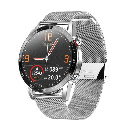 Ceas Smartwatch Pyramid® L13, sport, display IPS 1.3 inch, waterproof, monitorizare ritm cardiac, pedometru, argintiu, L13