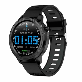 Ceas inteligent impermeabil, smartwatch Pyramid, sport tracker fitness, notificare apeluri si mesaje,  iOS Android, negru, L8