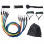 Set benzi elastice fitness, 11 accesorii, extensor, PYRAMID®, antrenament muschi, saculet, multicolor, FIT2
