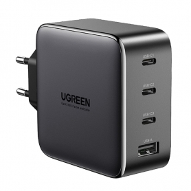Incarcator retea Ugreen, 100W, GaN, 3 porturi type C, 1 port USB, incarcare rapida, negru, HRT-64353