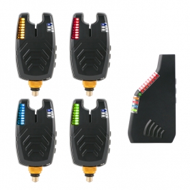 Set 4 senzori de pescuit PYRAMID®, statie inclusa, semnalizare in 4 culori, borseta, distanta acoperire peste 120m, FA210-4