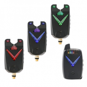 Set 3 senzori de pescuit PYRAMID®, statie inclusa, semnalizare in 6 culori, borseta, distanta acoperire peste 120m, FA213-3