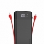 Baterie externa powerbank Dudao 2x USB, 10000mAh 2A cu cablu incorporat 3in1 Lightning / USB tip C / micro USB 3A alb, HRT-88806