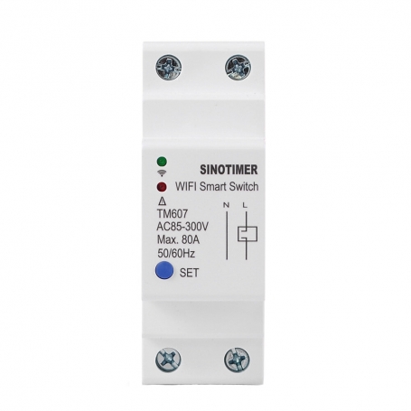 Comutator temporizat digital monofazat de la distanta Tuya, Sinotimer, wifi, SINOTIMER ,AC 85-300V, 80A, TM607