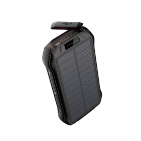 Baterie externa power bank solar PYRAMID®, 26800 mAh, cu incarcare solara, panou de 1,8 W, lanterna, camping, negru, PY-I26S