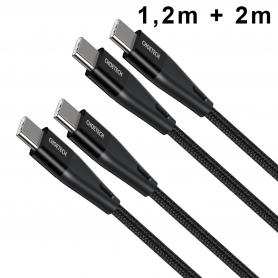 Set doua cabluri incarcare Type C, Choetech, 60W PD, 5A, 2m si 1.2m lungime, incarcare rapida, functii protectie, CBL01