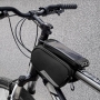 Geanta pentru bicicleta, Wozinsky, fixare cadru, 1.5L, 20x13x14cm, husa telefon, doua compartimente, poliester , negru, BK06