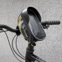 Geanta pentru bicicleta, Wozinsky, 15.8x11x29.5cm, montare ghidon, 1L, impermeabila, Suport telefon, negru, BK15