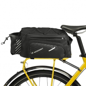 Geanta pentru bicicleta, Wozinsky, 18x15x35cm, montare portbagaj, 9L, impermeabila, curea de umar, negru, BK17
