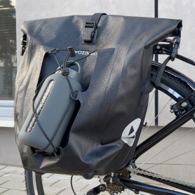 Geanta pentru bicicleta, Wozinsky, 60x32x18cm, 2 in 1, montare portbagaj, 25L, impermeabila, negru, BK21