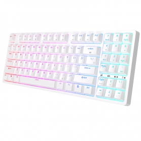 Tastatura mecanica gaming Royal Kludge, 92 taste, hotswap, RGB, bluetooth, wireless sau cablu, 1850 mAh, switch brown, alb, RK92