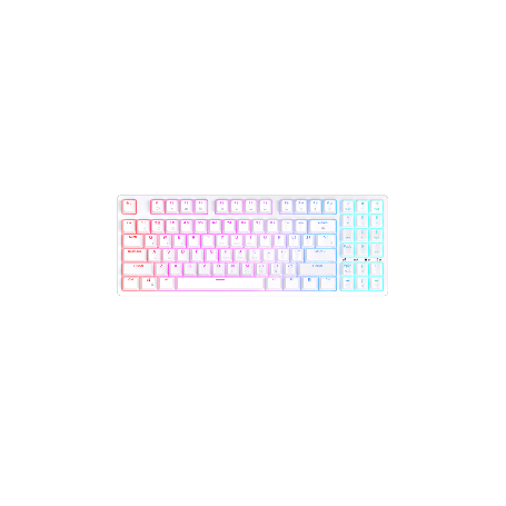 Tastatura mecanica gaming Royal Kludge, 92 taste, hotswap, RGB, bluetooth, wireless sau cablu, 1850 mAh, switch brown, alb, RK92