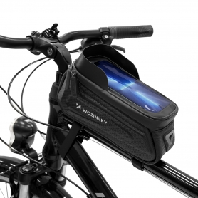 Geanta pentru bicicleta, Wozinsky, 24x10x8.2 cm, montare cadru, 1.7L, suport telefon, impermeabila, negru, BK25