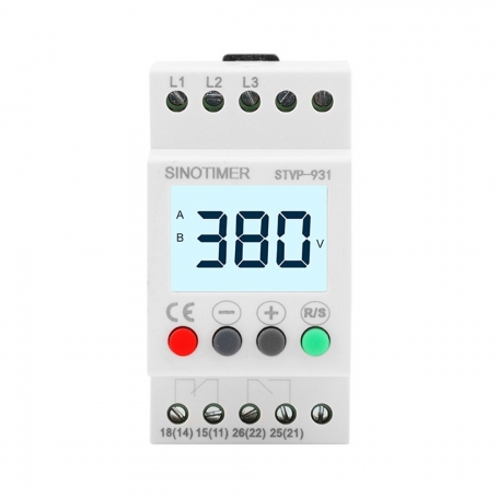 Voltmetru TRIFAZIC Sinotimer,  monitor tensiune  300-490V/AC,  STVP-931