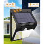 Lampa solara PYRAMID, acumulator inclus, cu 140 LED-uri de mare putere SMD, pentru exterior, senzor miscare, panou solar, LS140