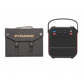 Kit camping si pescuit PYRAMID®, compus din Panou Solar 18V - 30W cu 3 porturi USB si Power bank PYRAMID®, 22500 mAh