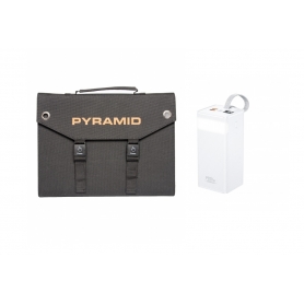 Kit camping si pescuit PYRAMID®, compus din Panou Solar 18V - 30W cu 3 porturi USB si Baterie externa PYRAMID® 50000 mAh, 22.5W