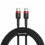 Baseus Cafule Cablu cablu de nailon durabil USB-C PD / USB-C PD PD2.0 60W 20V 3A QC3.0 2M negru-rosu (CATKLF-H91)