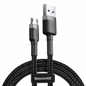 Cablu incarcare telefon Baseus, impletitura sarma USB / micro USB QC3.0 2.4A 1M negru-gri, HRT-46787