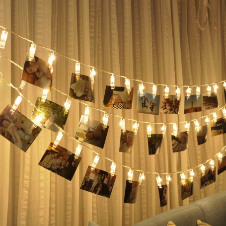 Decoratiuni clipsuri cu led, 2.5 m 20 LED-uri, pentru fotografii perete, Craciun, petreceri