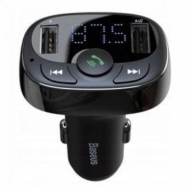 Baseus T-Typed Bluetooth FM Transmitator MP3 MP3 incarcator auto 2x USB TF microSD 3.4A negru (CCTM-01)