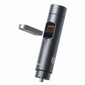 Transmitator FM Baseus Bluetooth 5.0 FM incarcator auto 2x USB 3 A 18 W PPS Quick Charge 3.0 AFC FCP gri