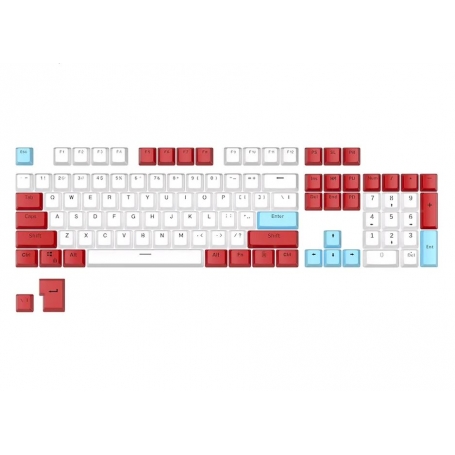 Set 104 butoane Royal Kludge PBT Keycaps, 104 taste, switch compatibile Cherry MX, layout US, alb/rosu/albastru KC-36