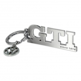 Breloc cu logo pentru chei VW GTI cu litere metalice, argintiu, GTIKH03