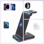 Incarcator wireless telefoane, cu doua bobine, pentru dispozitive Apple - iPhone, Apple Watch, Airpods (pana la 15W) stand