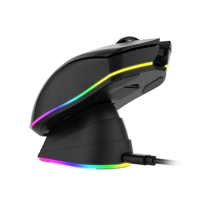 Set mouse de gaming wireless si statie de incarcare Dareu EM901X, 600-6000 dpi, Iluminare RGB, Negru, INN-032549