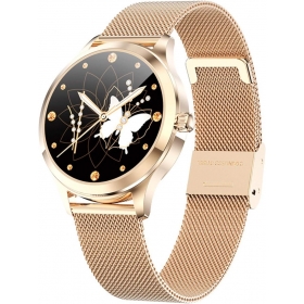 Ceas smartwatch Pyramid™, pentru femei, ritm cardiac, nivel oxigen, ovulatie, rezistent la apa, notificari, vibratii, LW07-Gold