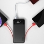 Baterie externa powerbank Dudao 10000mAh, 2 porturi USB 2A cu cablu 3in1 Lightning / USB tip C / micro USB, 3A, negru, HRT-56501