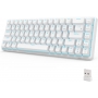 Tastatura mecanica gaming Royal Kludge 68 taste, Brown switch, Keycaps ABS double shot, wireless, BT sau cablu, alb, RKG68