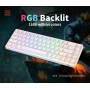 Tastatura mecanica gaming Royal Kludge 68 taste, Brown switch, Keycaps ABS double shot, wireless, BT sau cablu, alb, RKG68