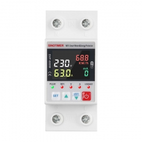 Releu SINOTIMER, Wifi Tuya, diferential, protectie supratensiune, subtensiune, reglabil intre 1-63A, contor energie, SVP688W-C