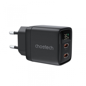 Incarcator de retea Choetech cu afisaj USB-C USB-C PD 35W GaN , negru, HRT-155742