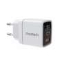 Incarcator de retea Choetech  USB-C USB-A PD 35W  cu afisaj , alb, HRT-155744