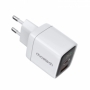 Incarcator de retea Choetech  USB-C USB-A PD 35W  cu afisaj , alb, HRT-155744