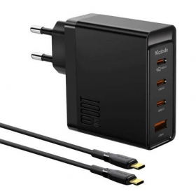 Incarcator de perete McDodo GAN 3xUSB-C + USB, 100W + cablu 2m (negru)