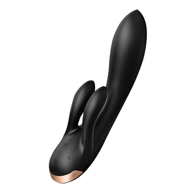 Vibrator Satisfyer Double Flex cu aplicație (negru)