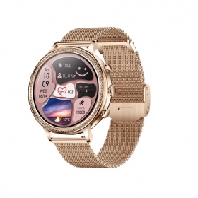 Smartwatch apel bluetooth 1.39 inch, ritm cardiac, activitati fizice, notificari, apeluri, curea silicon roz +2 curele metal