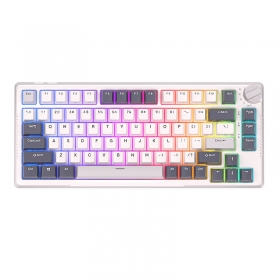 Tastatura mecanica Royal Kludge RKH81, RGB, comutator sky cyan, 3750 mAh, alb