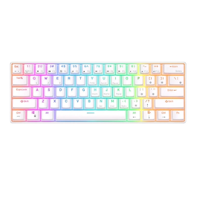 Tastatura mecanica Royal Kludge RK61, RGB, comutator roșu, 1450 mAh, alb