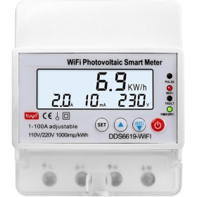 Contor de energie SINOTIMER, WIFI bidirecțional, 100A,  pentru panouri fotovoltaice, întrerupător monofazat, DDS6619-WIFI