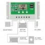 Controler de incarcare solar, pentru incarcator de baterii cu litiu, 30A, 12V 24V, BLS-30A