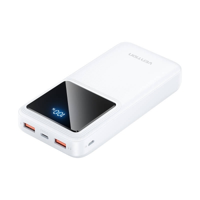 Powerbank Vention, FHLB0, 20000mAh, Micro-USB, USB-C, 2 porturi USB-A, 22,5 W, alb, INN-063918