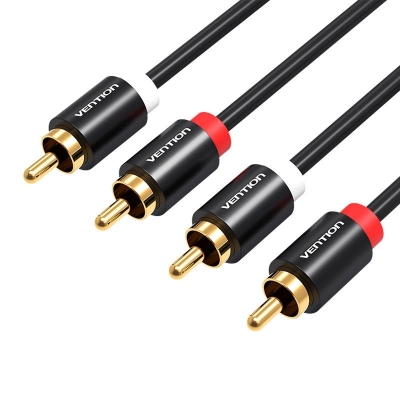 Cablu audio 2xRCA masculin la 2xRCA masculin Vention VAB-R06-B200 2m (negru)