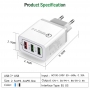 Incarcator adaptor de calatorie 3 x USB, 1xUSB Qualcomm Quick Charge 3.0 si 2xUSB QC 2.1 pentru iPhone iPad Samsung Huawei