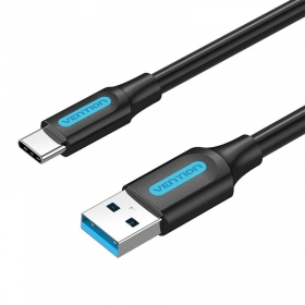 Cablu USB 3.0 A la USB-C Vention COZBH 3A 3A 2m PVC negru